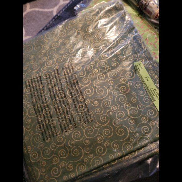 Other - 2 yards. Metallic scrolls green fabric